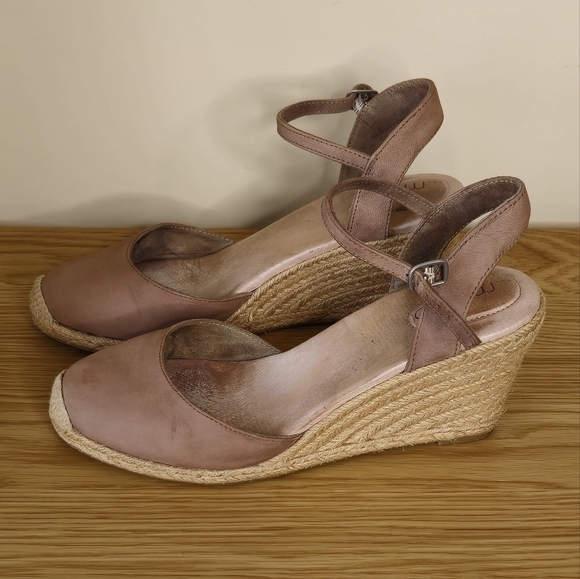 Me Too Women’s Bethany Leather Espadrille Taupe Wedge Sandal Size 9.5 - Picture 4 of 13